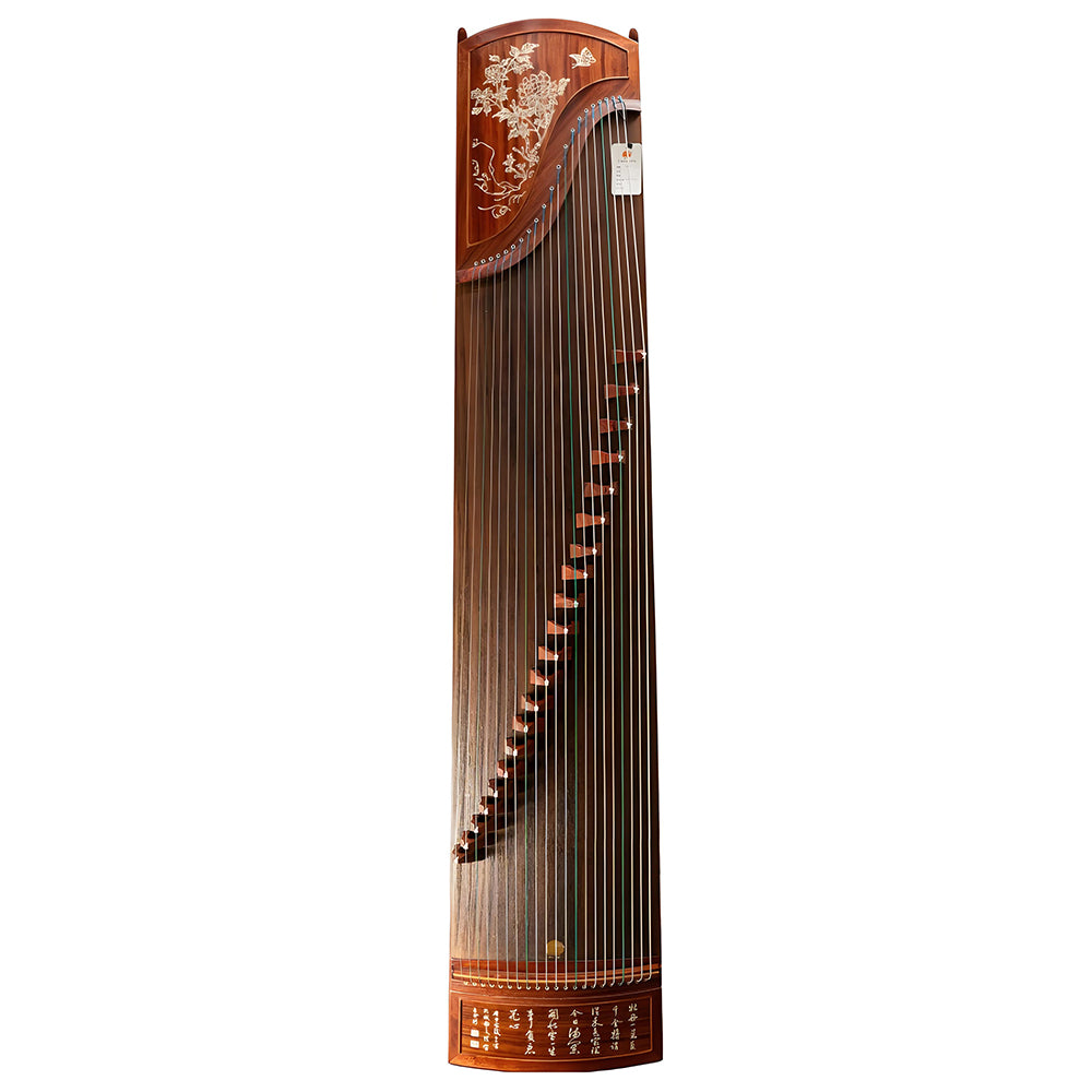 Huali Guzheng 705GD “Whisper of Butterflies” – Rosewood Frame, Bone Powder Inlay, Grade A Paulownia Soundboard