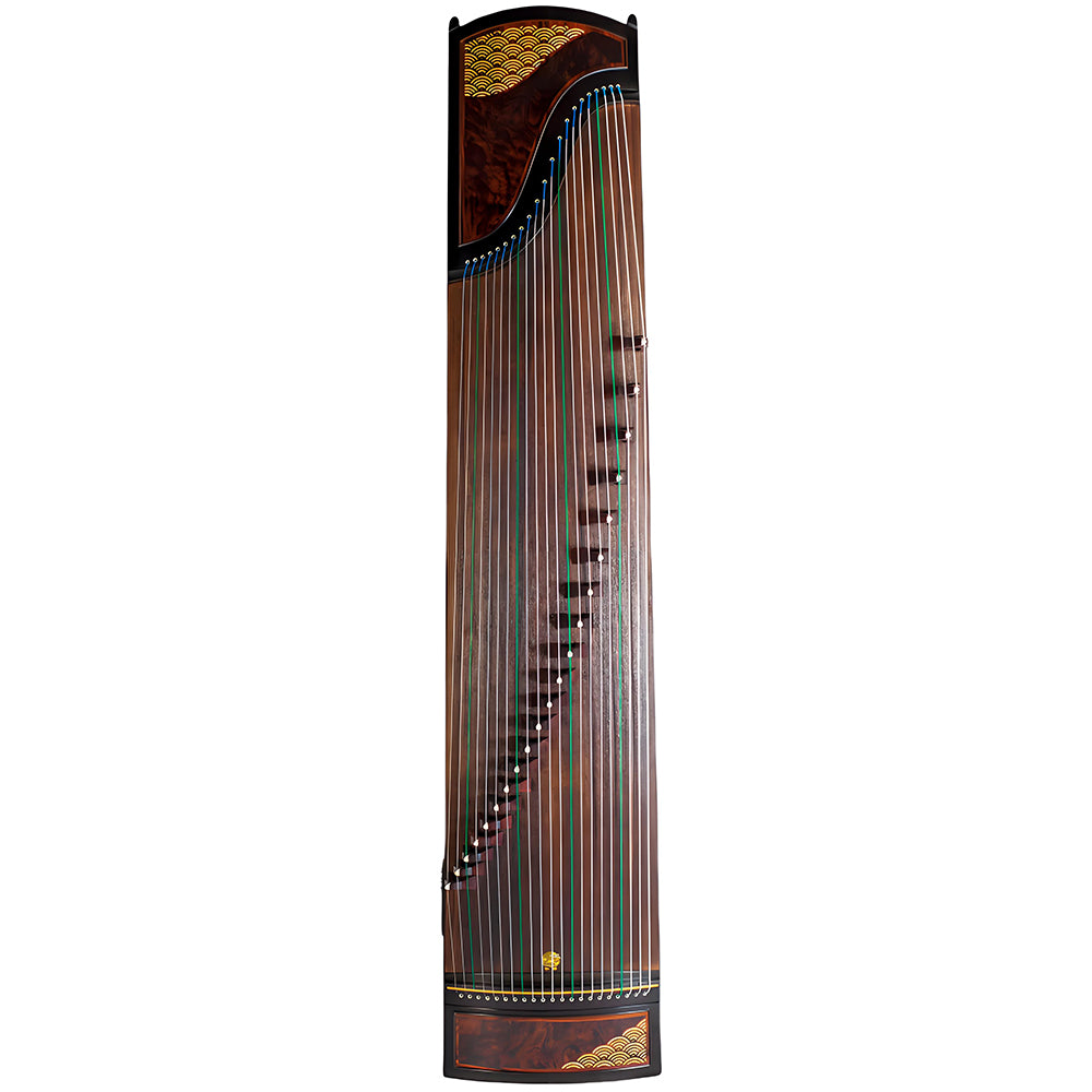 Huali Guzheng 805ML “Great Waves Wash the Sand” – Premium Ebony Frame Chinese Zither with Grade-1 Paulownia Soundboard