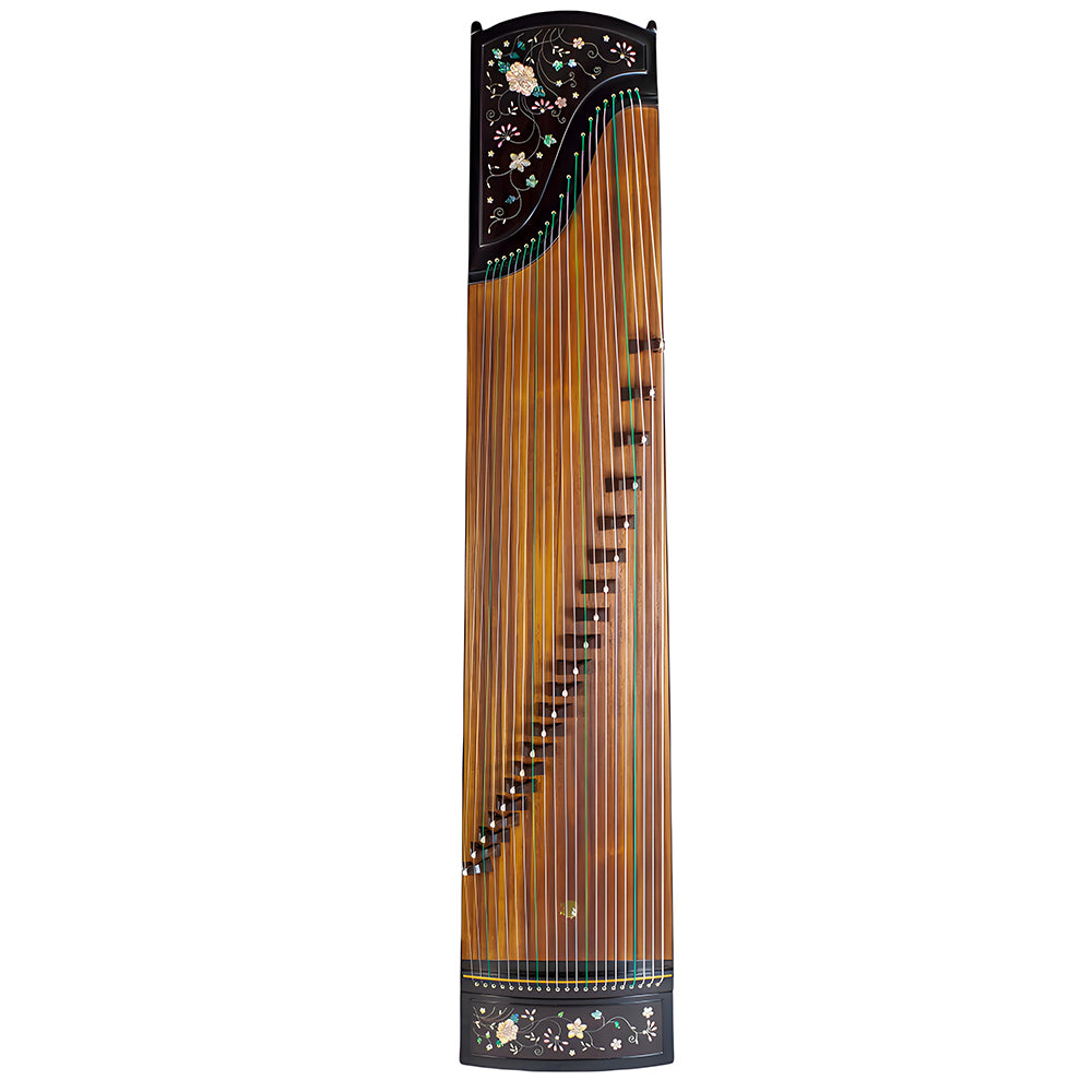 Huali Guzheng 803CF “Splendid Blossoms” — Ebony Frame, Silver Filigree & Mother-of-Pearl Inlay, Professional Grade