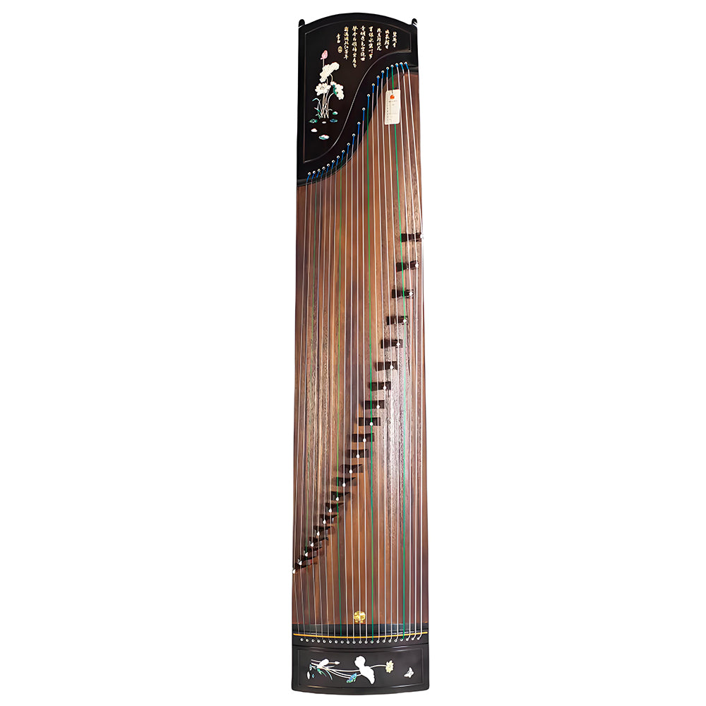 Huali Guzheng 801GH “Pure Elegance” – Bone-Carved & Mother-of-Pearl Ebony Chinese Zither with Grade-1 Paulownia Soundboard