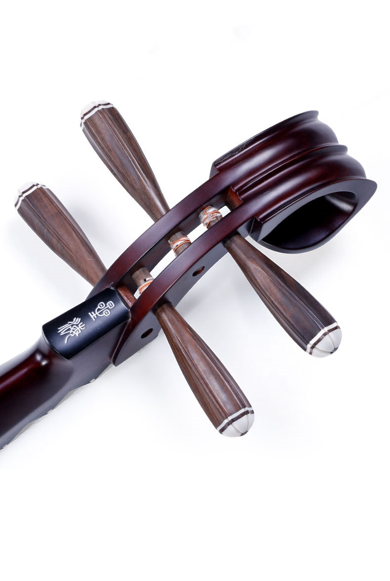 Pipa 8972XY – African Rosewood with "Prosperity Floral" Inlays