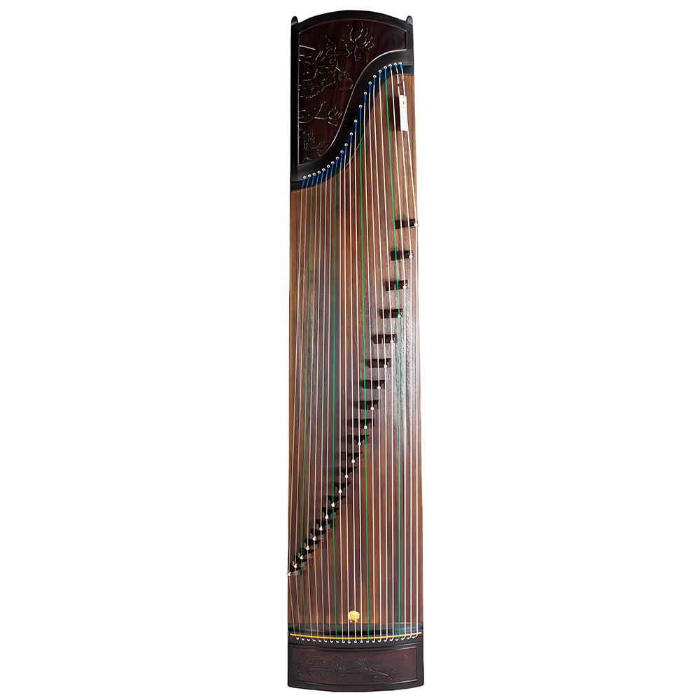 Huali Guzheng 806MH “Step-by-Step Lotus Bloom” – Hand-Carved Ebony Chinese Zither with Grade-1 Paulownia Soundboard