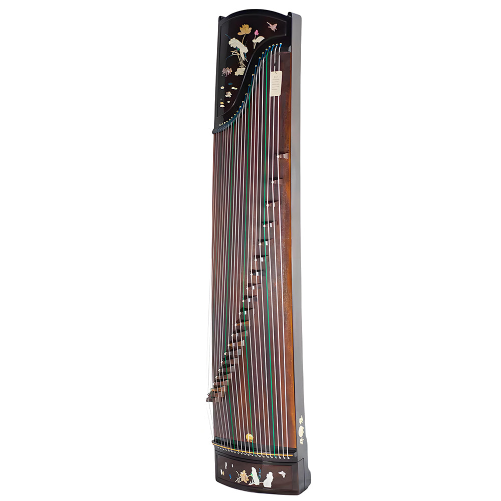 Huali Guzheng 803BH “Moonlight Over the Lotus Pond” — Ebony Frame, Mother-of-Pearl Inlay, Professional Grade