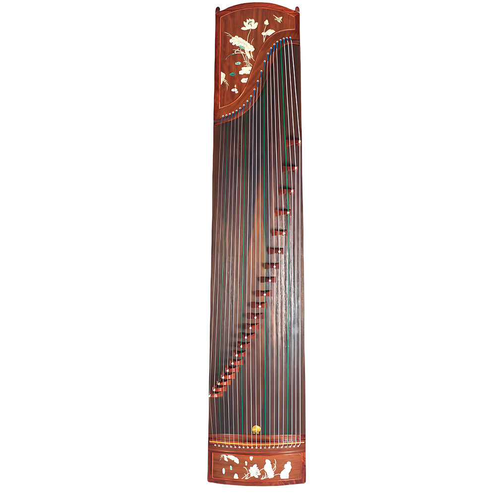 Huali Guzheng 703BH “Moonlight Over the Lotus Pond” — Rosewood Frame, Mother-of-Pearl Inlay, Professional Grade