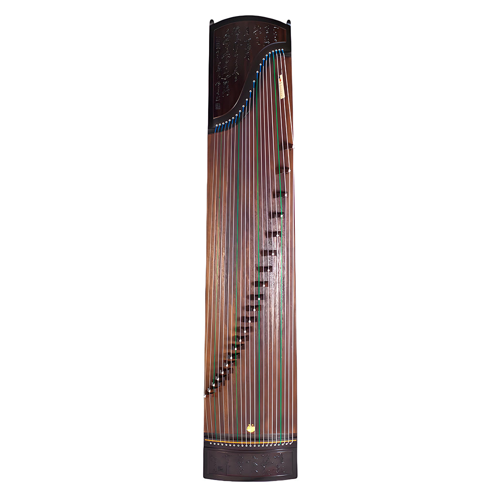 Huali Guzheng 806MS “Poetic Grace” – Hand-Carved Ebony Chinese Zither with Grade-1 Paulownia Soundboard