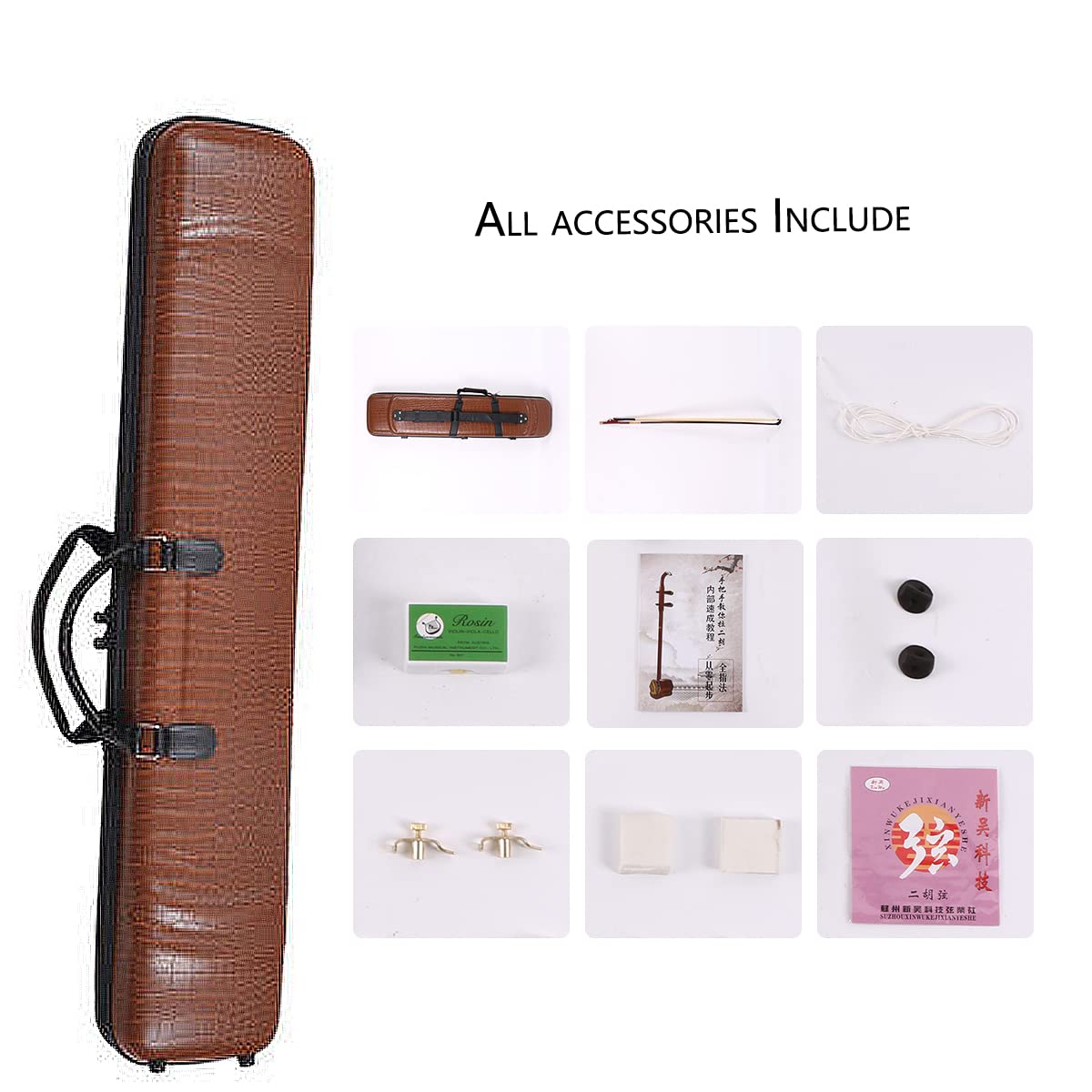 Professional Chinese Top-grade Rosewood Erhu(zitan)  2 Stringed Chinese Violin Fiddle Instrument for Advanced Player with Learn DVD, Rosin