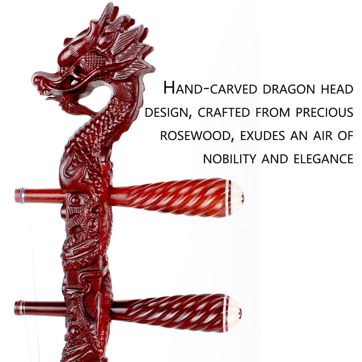 NS Musical Professional Purple Sandalwood(ZITAN) Erhu,Two Stringed Chinese Violin Fiddle Instrument NICOSHINE Erhu with Engraved Dragon Head