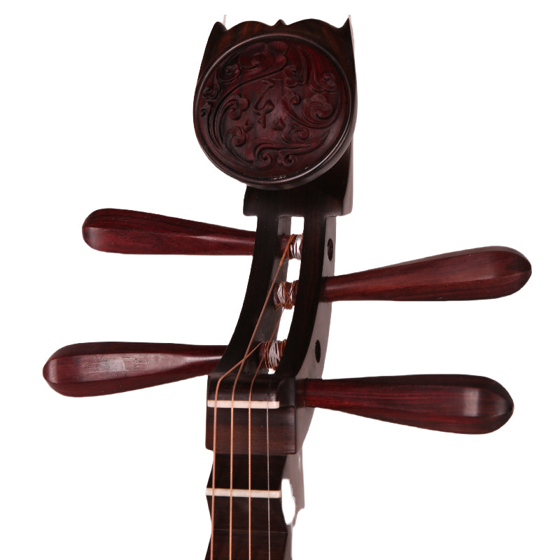 YueHai 918JZ-2 Concert-Grade Pipa – Premium Dalbergia Louvelii Wood, Natural Polish, Cloud Head, Wooden Pegs