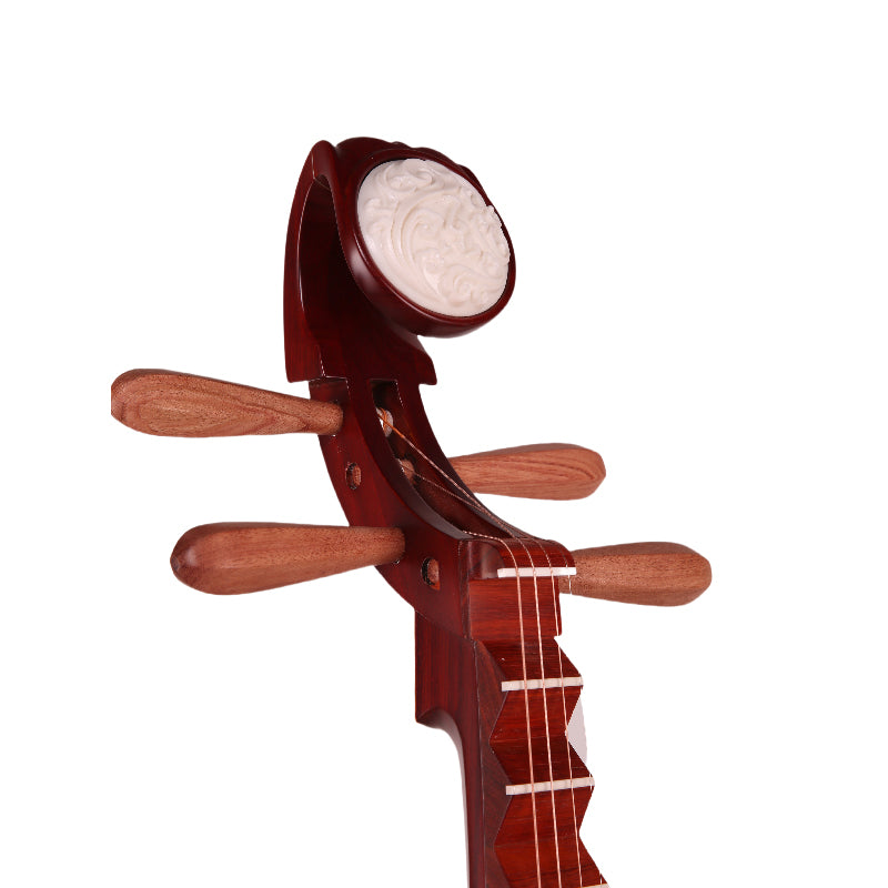 YueHai 912-B African Rosewood Pipa – Natural Finish, Wooden Pegs, Yun Cloud Head