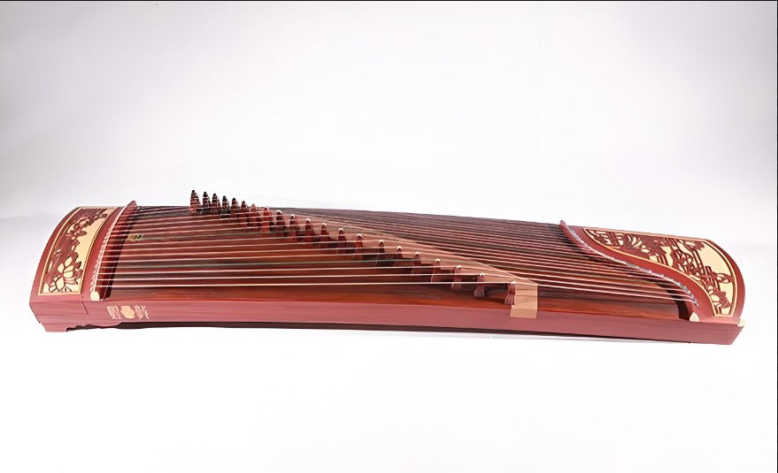 Dunhuang Guzheng 694M-HH "Fishing Boat Song at Dusk (Lotus)" – 163cm Zither with Floral Inlay, Premium Ancient Rosewood