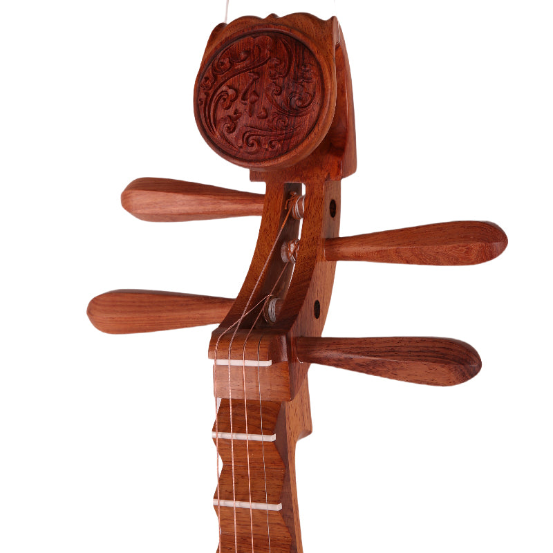 YueHai 914JZ-21 Concert Pipa – Dalbergia Ostosperma Wood, Natural Polish, Yun Cloud Head, Wooden Pegs