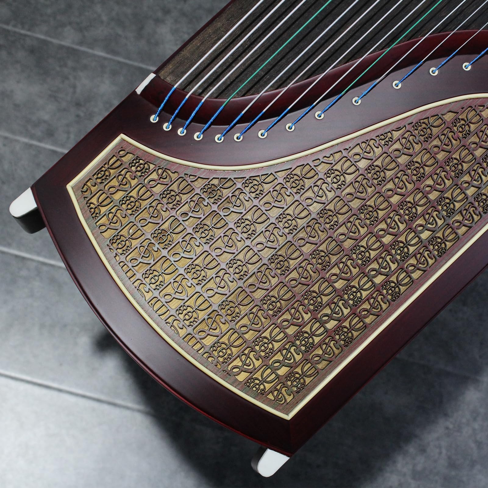 Professional Rosewood (ZITAN) Guzheng (163cm) - Handcrafted with Intricate Thousand-Character Carvings, Suitable for All Skill Levels