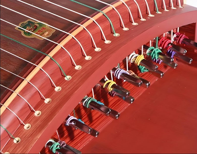 Dunhuang Guzheng 694M-HH "Fishing Boat Song at Dusk (Lotus)" – 163cm Zither with Floral Inlay, Premium Ancient Rosewood