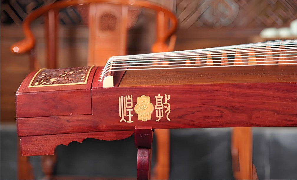 Dunhuang Guzheng 694M-HF "Fishing Boat Song at Dusk (Red Maple Glare)" – 163cm Zither with Red Maple Inlay, Premium Ancient Rosewood