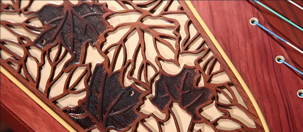 Dunhuang Guzheng 694M-HF "Fishing Boat Song at Dusk (Red Maple Glare)" – 163cm Zither with Red Maple Inlay, Premium Ancient Rosewood