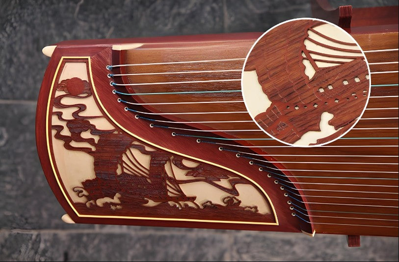 Dunhuang Guzheng 694M-YF "Fishing Boat Song at Dusk (Smooth Sailing)" – 163cm Zither with Ancient Rosewood, Premium Sound and Design