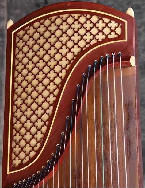 Dunhuang Guzheng 694L "Colorful Auspiciousness (Peony)" – 163cm Zither with Carved Craft, Bright Tone
