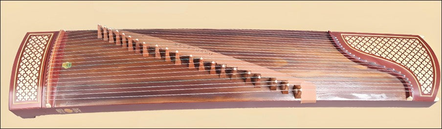 Dunhuang Guzheng 694L "Colorful Auspiciousness (Peony)" – 163cm Zither with Carved Craft, Bright Tone