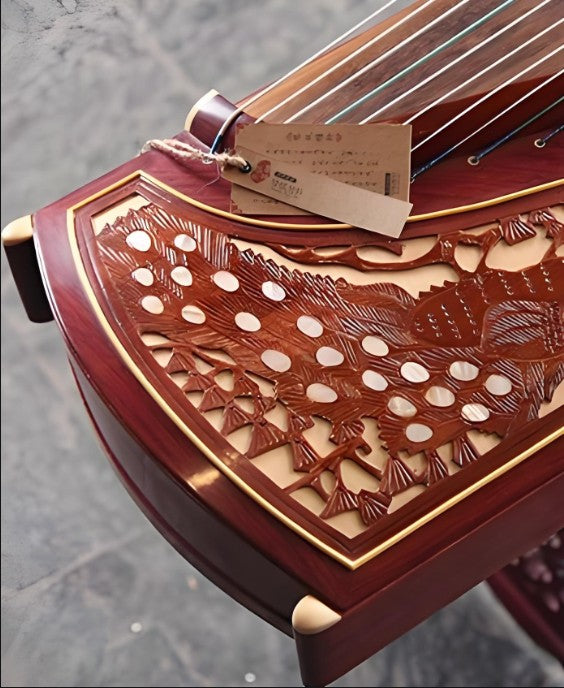 Dunhuang Guzheng 694K "Bamboo Window Night Talk (Peacock)" – 163cm Zither with Carved Craft, Rich and Expressive Tone