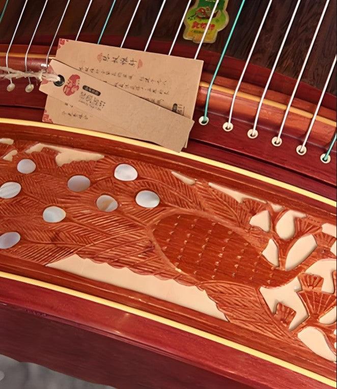 Dunhuang Guzheng 694K "Bamboo Window Night Talk (Peacock)" – 163cm Zither with Carved Craft, Rich and Expressive Tone