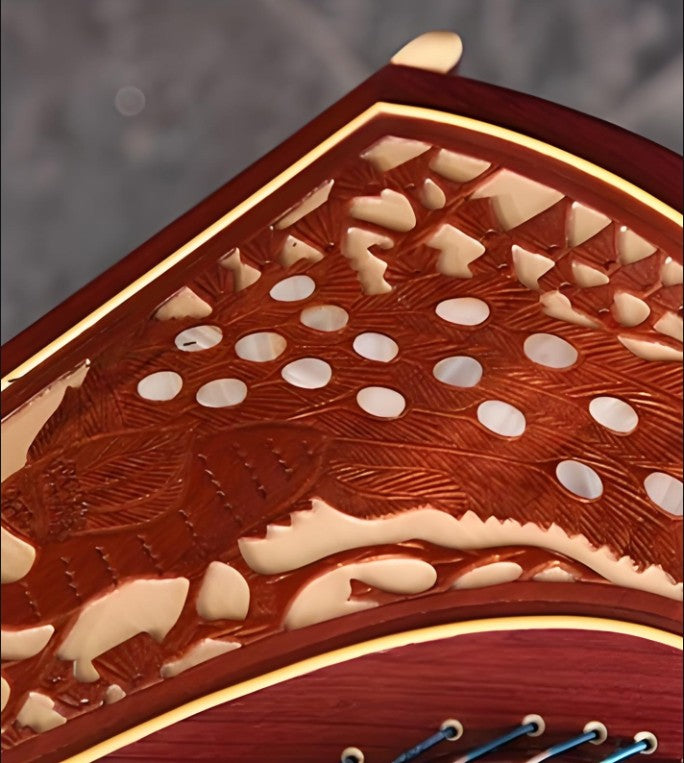 Dunhuang Guzheng 694K "Bamboo Window Night Talk (Peacock)" – 163cm Zither with Carved Craft, Rich and Expressive Tone