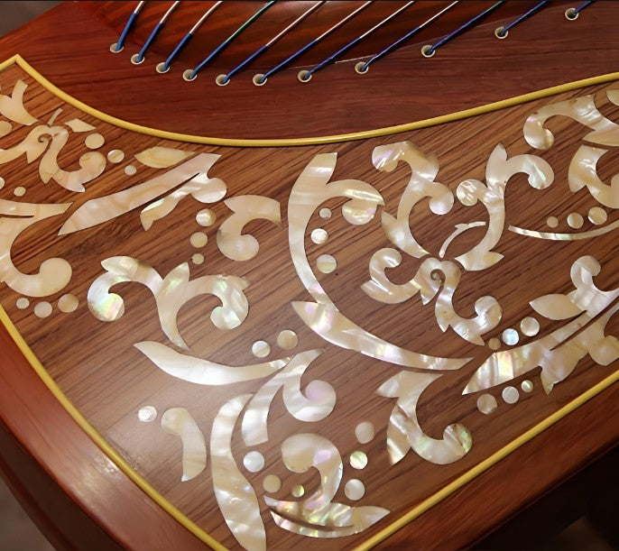 Dunhuang Guzheng 694LC-C "Auspicious Clouds" – Premium Zither with Mother-of-Pearl Inlay and Bright, Transparent Sound