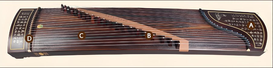 Dunhuang Guzheng 695T "Pure Essence of Innocence" (Calligraphy) – Bone Carving, Premium Zither with Rich and Transparent Tone