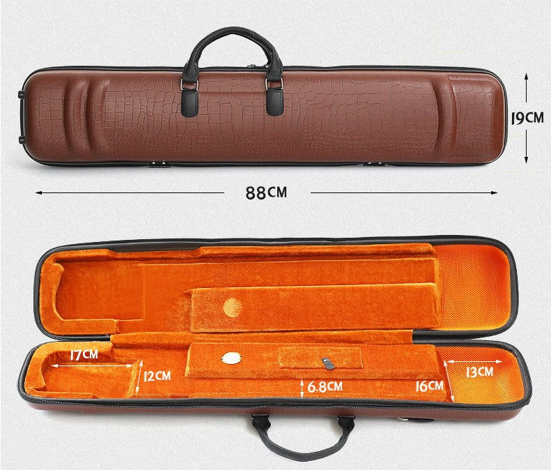 Deluxe Crocodile-Pattern Leather Erhu Case – Dual-Shoulder & Hand-Carry with Hygrometer and Storage Compartment