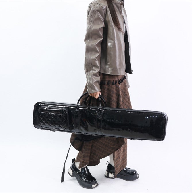 Premium Lacquered Leather Erhu Case – Dual-Shoulder & Hand-Carry with Extra Padding and Large Storage Compartment