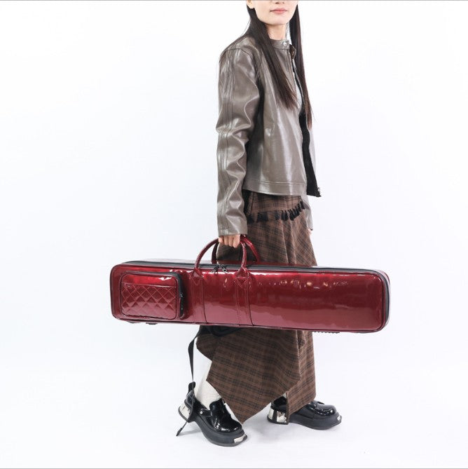 Premium Lacquered Leather Erhu Case – Dual-Shoulder & Hand-Carry with Extra Padding and Large Storage Compartment
