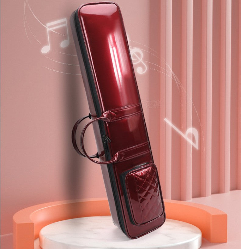 Premium Lacquered Leather Erhu Case – Dual-Shoulder & Hand-Carry with Extra Padding and Large Storage Compartment