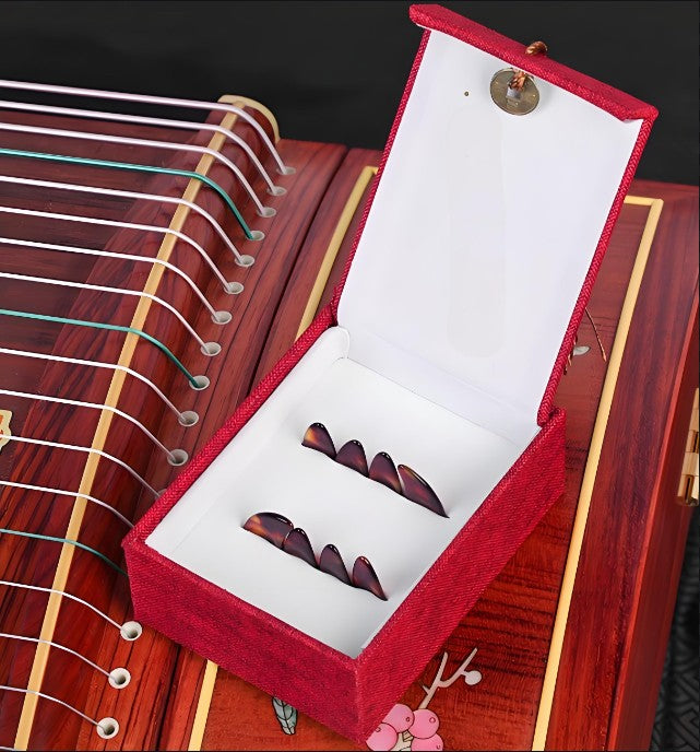 Silk Floral Finger Pick Storage Case for Guzheng & Pipa – Compact & Portable Accessory Organizer