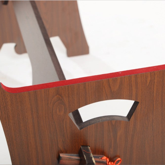 Huanghefeng Portable H-Frame Guzheng Stand – Solid Wood with Engraved Design, Lightweight Classical Style
