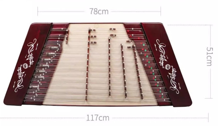 YueHai DL21W Beginner Yangqin – 402 Model with “Dancing Phoenixes” Motif and Laser Gold Inlay