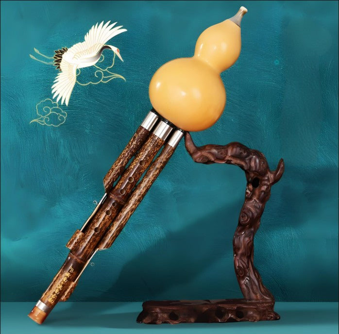 DianNanGuYun Professional Hulusi | Handmade Purple Bamboo Gourd Flute for Performers