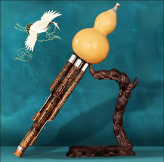 DianNanGuYun Professional Hulusi | Handmade Purple Bamboo Gourd Flute for Performers